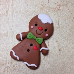 Gingerbread Man Pin Polymer Clay Christmas Gingerbread Man Brooch image 3