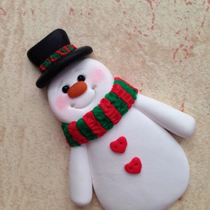 Snowman Pin Handsculpted Clay Snowman Brooch image 3