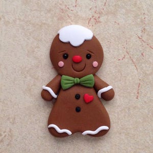 Gingerbread Man Pin Polymer Clay Christmas Gingerbread Man Brooch image 2