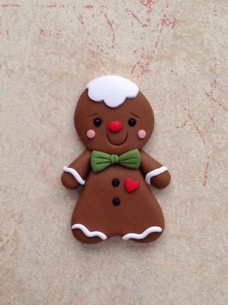 Gingerbread Man Pin Polymer Clay Christmas Gingerbread Man Brooch image 2