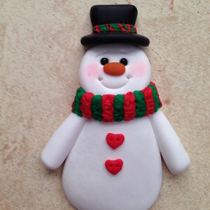 Snowman Pin Handsculpted Clay Snowman Brooch image 2