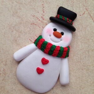 Snowman Pin Handsculpted Clay Snowman Brooch image 4