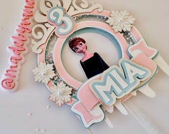 Personalized Frozen Princess Cake Topper Custom Birthday Cake Decoration Snowflake Winter Wonderland Party Girls Birthday Decor Onederland