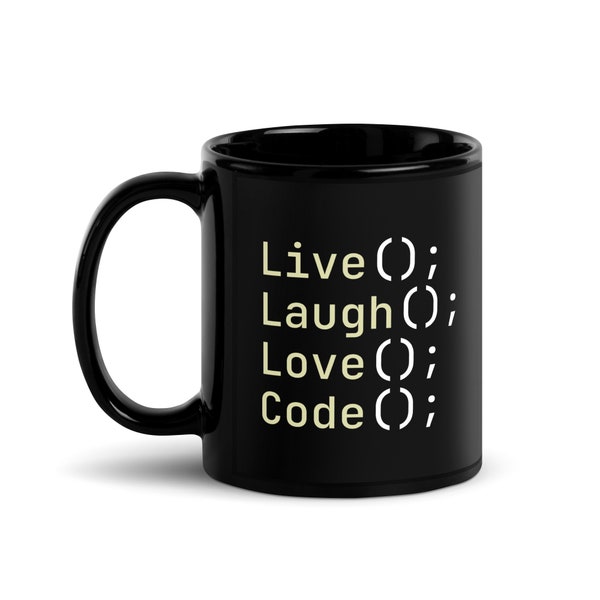 Live Laugh Love Code C# Funktionstasse, lustiges Geschenk, IT-Tech-Geschenk, Programmierer-Geschenk, Programmierer-Geschenk, individuelles personalisiertes Geschenk, lustige Bürodekoration