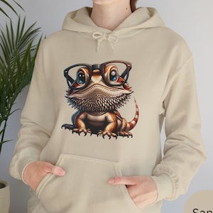 Bearded Dragon Hoodie with Nerdy Glasses Cute Pet Lover Hoodie Perfect Gift for Bearded Dragon Owners Animal Lover Apparel Reptile Shirt