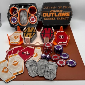 Sabacc Kessel Game Set weathered: Star Wars Cards, Dice and Chips- UPDATED lid design
