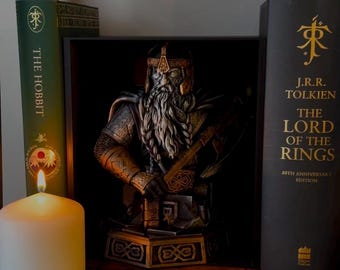 Lord of the Rings Book Nook – Gandalf, Sauron, Gimli & More | Fantasy Bookshelf Insert, Tolkien Inspired Decor