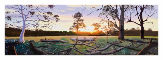 Australian Landscape Newcastle Magpie meeting at Vacy Digital art reproduction