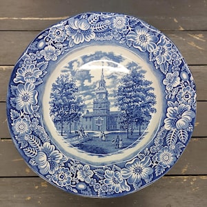 Staffordshire Liberty Blue 9 7/8&quot; Independence  Hall Dinner Plate(S) - 6 Avail.