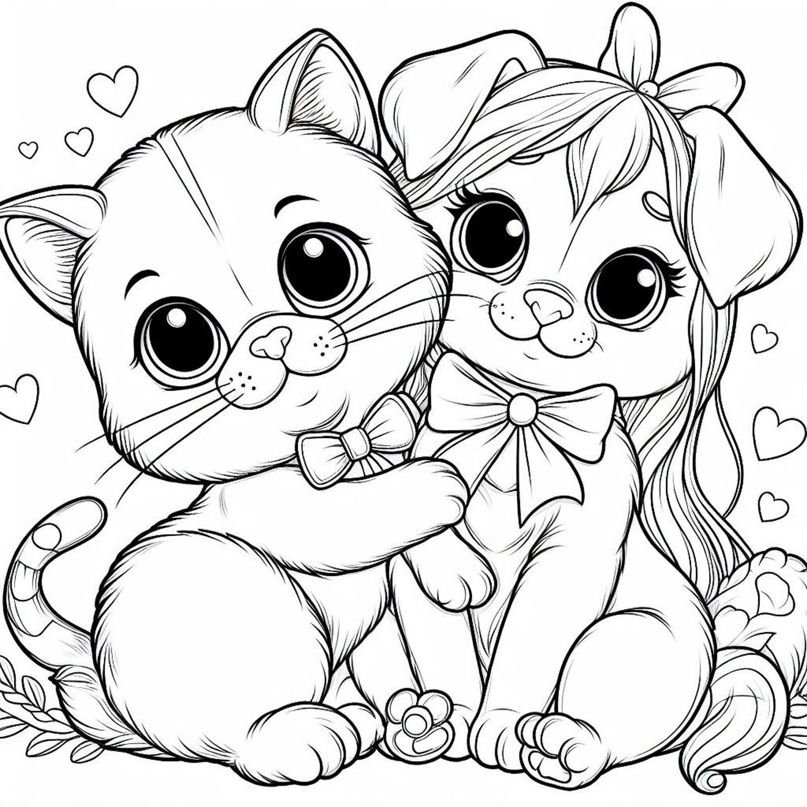 100 Pages (updated File) Puppies and Kittens Coloring Book - Plus 4 Bonus Pages (dogs & Cats) - Etsy