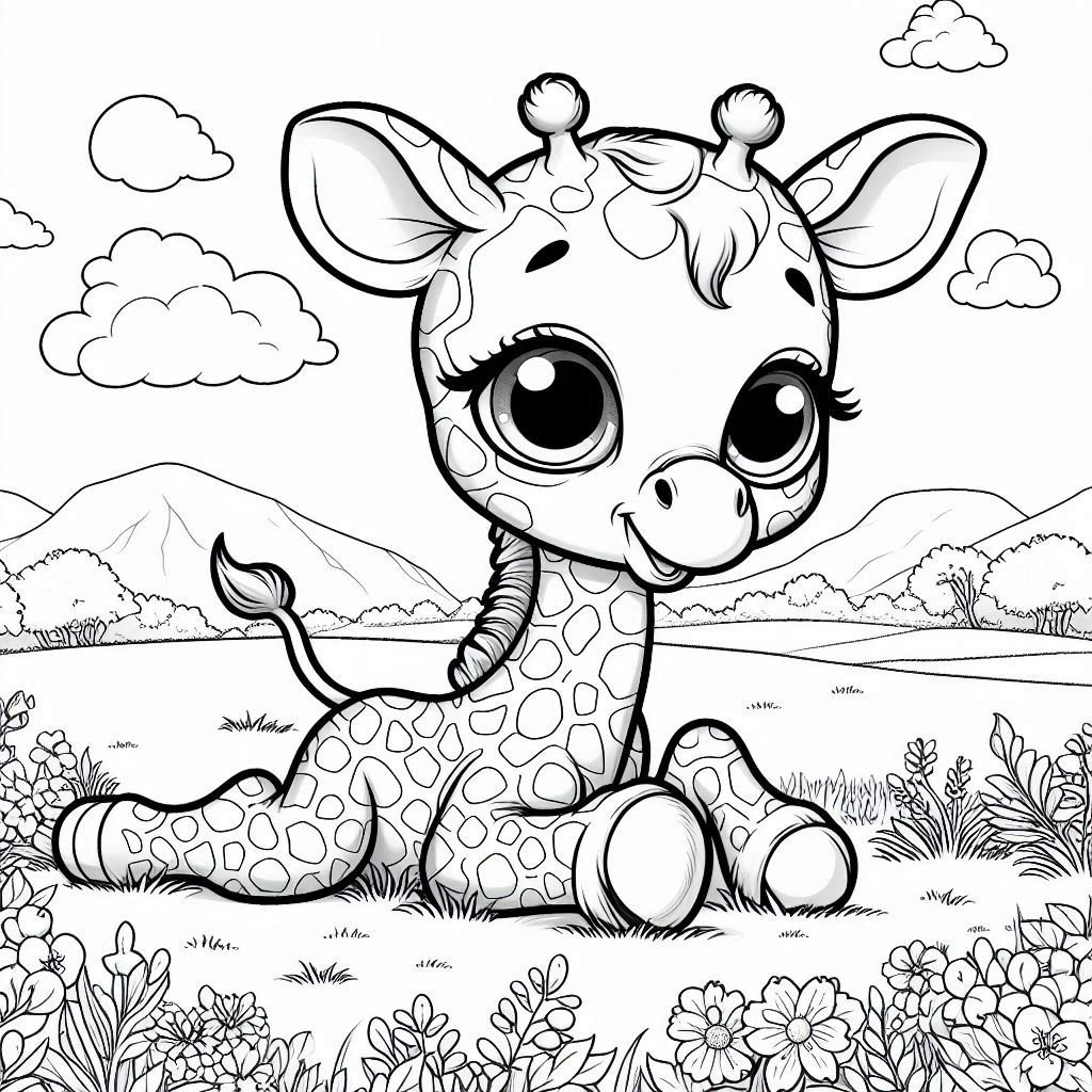 30 Coloring Pages of Adorable Giraffes and Elephants Plus 3 Bonus Pages ...