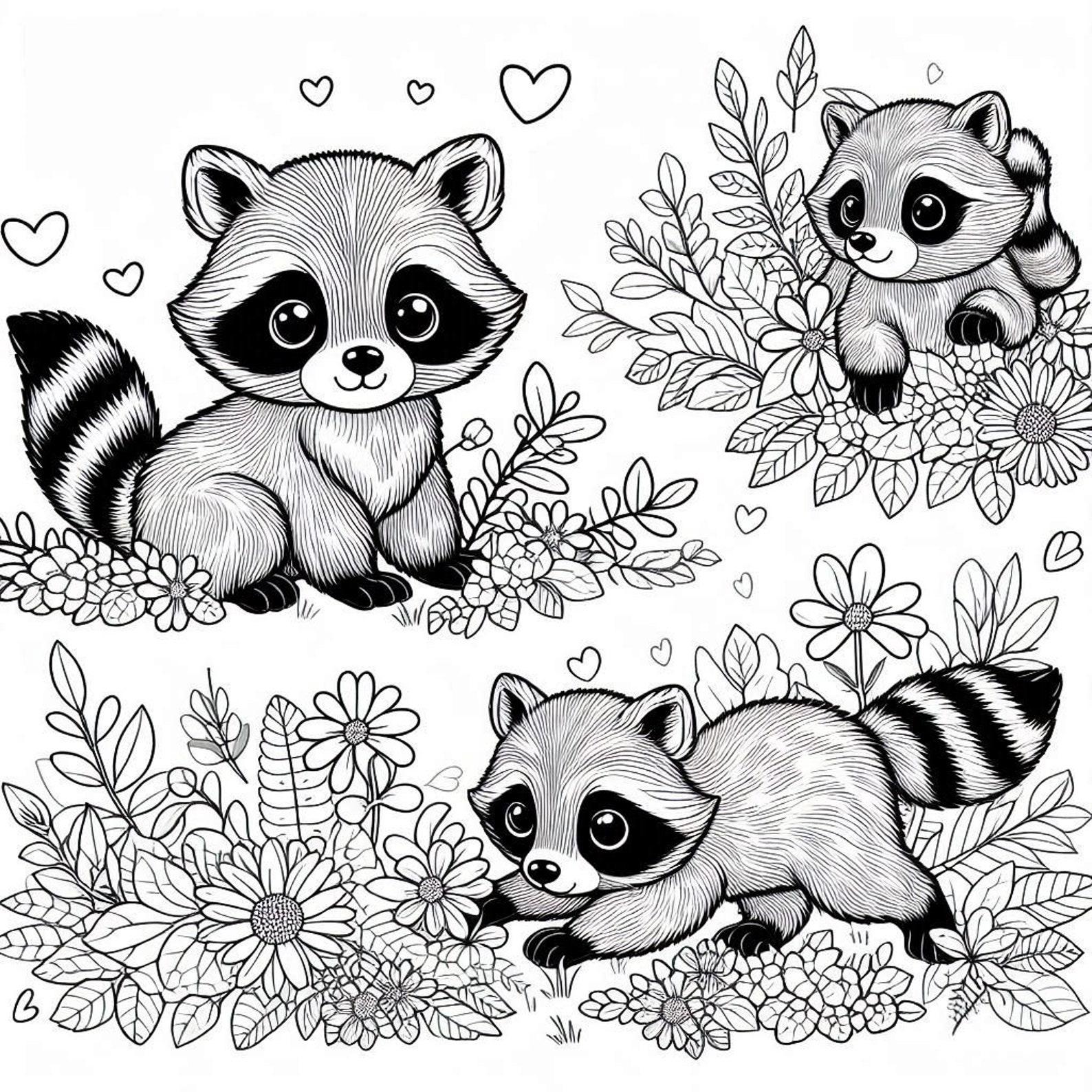 Baby Raccoon Coloring Book 100 Pages Plus Bonus (digital Download)
