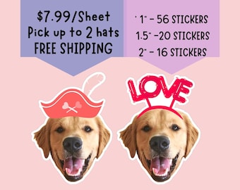 Custom Valentine Face Sticker Sheet, Waterproof, Party Favors, Hearts, Gifts, Goodie Bags, Bachelorette, Wedding