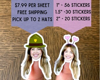 Custom Face Sticker Sheet, Party Favors, Birthday, Bachelorette, Wedding, Graduation, Personalized, Waterproof