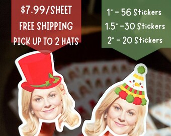 Christmas Custom Face Sticker Sheet, Waterproof, Gift Tags, Holidays