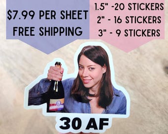 Custom Sticker Sheet, Party Favors, Custom Text, 21, 30 50, 60 Birthday, Bachelorette, Wedding, Graduation, Personalized, Waterproof