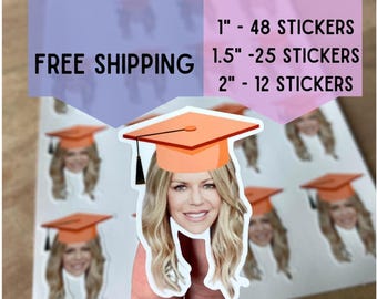Custom Graduation Face Sticker Sheet, Party Favors, Waterproof