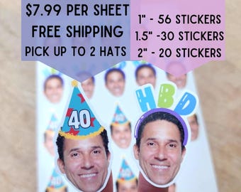 Custom Face Sticker Sheet, Waterproof, Party Favors, Birthday, Bachelorette, Wedding, Graduation