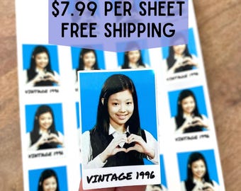 Cute Custom Polaroid Sticker Sheet, Party Favors, Custom Text, 21, 30 50, 60 Birthday, Bachelorette, Wedding, Personalized, Waterproof