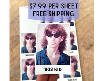 Cute Custom Polaroid Sticker Sheet, Party Favors, Custom Text, 21, 30 50, 60 Birthday, Bachelorette, Wedding, Personalized, Waterproof