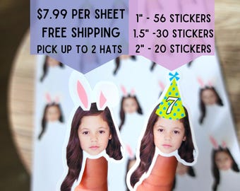 Custom Face Sticker Sheet, Party Favors, Birthday, Bachelorette, Wedding, Graduation, Personalized, Waterproof