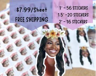 Custom Flower Crown Face Stickers, Party Favors, Waterproof