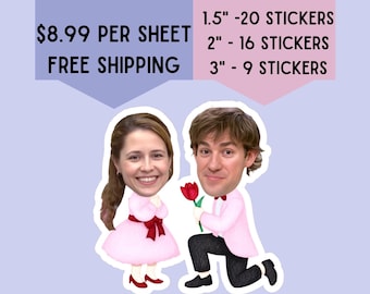 Couple Face Sticker Sheet, Funny, Bachelorette, Anniversary, Wedding, Waterproof, Party Favors, Caricature