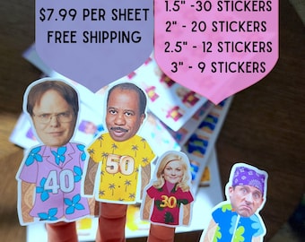 Funny Custom Face And Hawaiian Shirt Sticker Sheet, Party Favors, Custom Sticker, 21, 30 50, 60 Birthday, Bachelorette, Waterproof