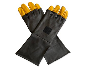 Guantes de cuero mandalorianos hechos a mano - Accesorio de cosplay inspirado en Star Wars - Guantes de cosplay mandalorianos personalizados