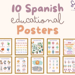 Colorful Watercolor Spanish Educational Posters Set of 10 | Kids Classroom Wall Art | Children’s Room Wall Decor | Instant Digital Download