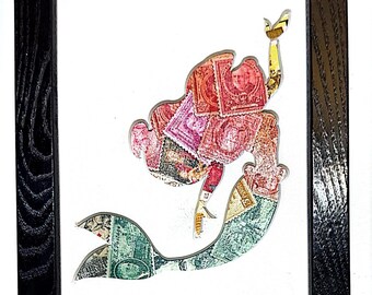 Enchanting Mermaid 2 (E) - Vintage Postage Stamp Collage Art