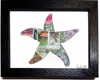 Starfish - Stamped! - Vintage Postage Stamp Collage Art