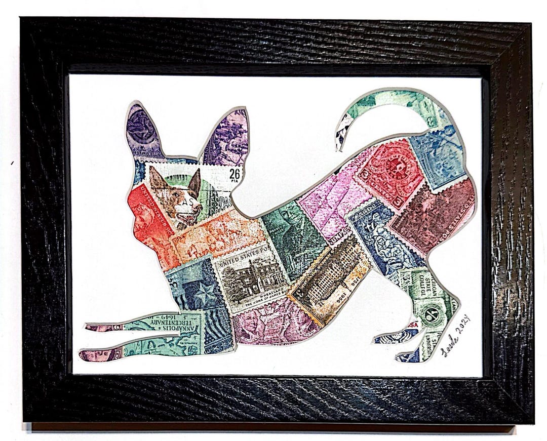 Chihuahua Time! - Vintage Postage Stamp Collage Art - Etsy