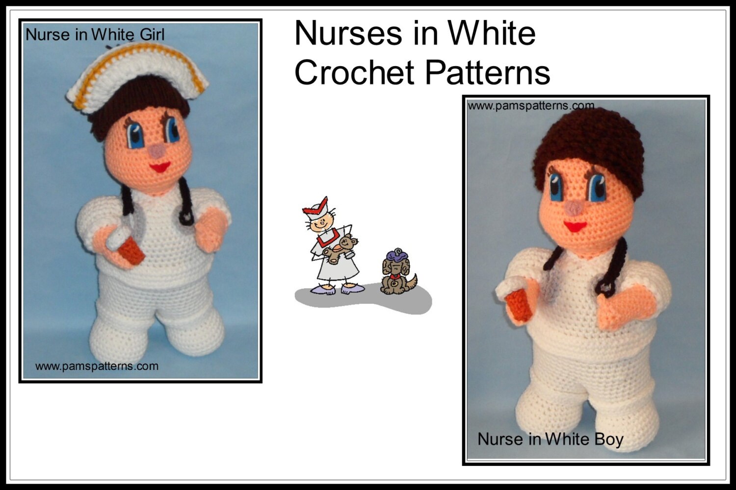 Nurses in White crochet nurses patterns crochet nurse doll Etsy