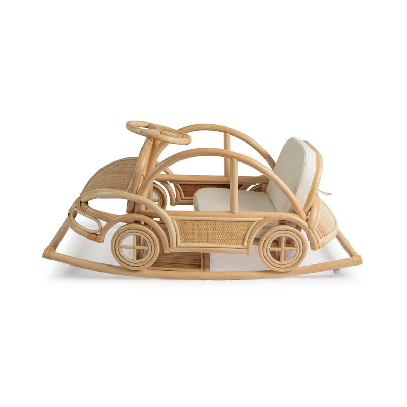 Colt Rattan Rocking Car • Boho Kids Ride-on • Eco-friendly Nursery ...
