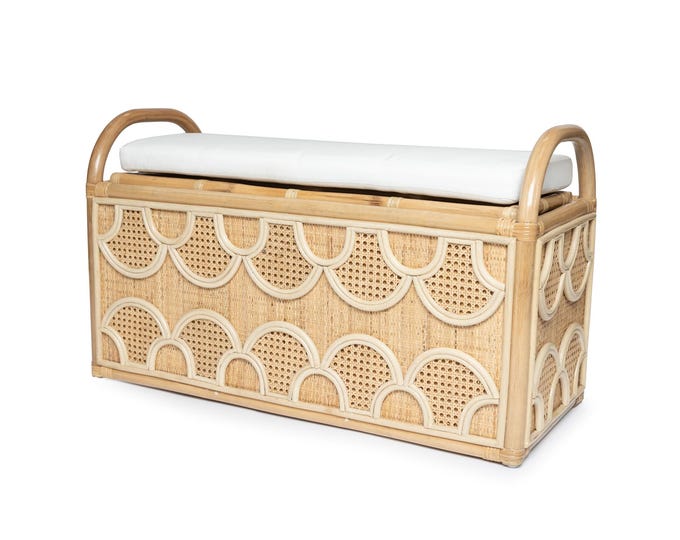 SOLSTICE Rattan Storage Bench - Etsy
