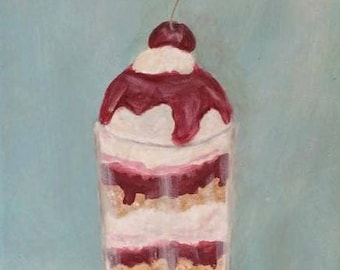 Food Kitchen Art Dessert Painting Ice Cream Cherry