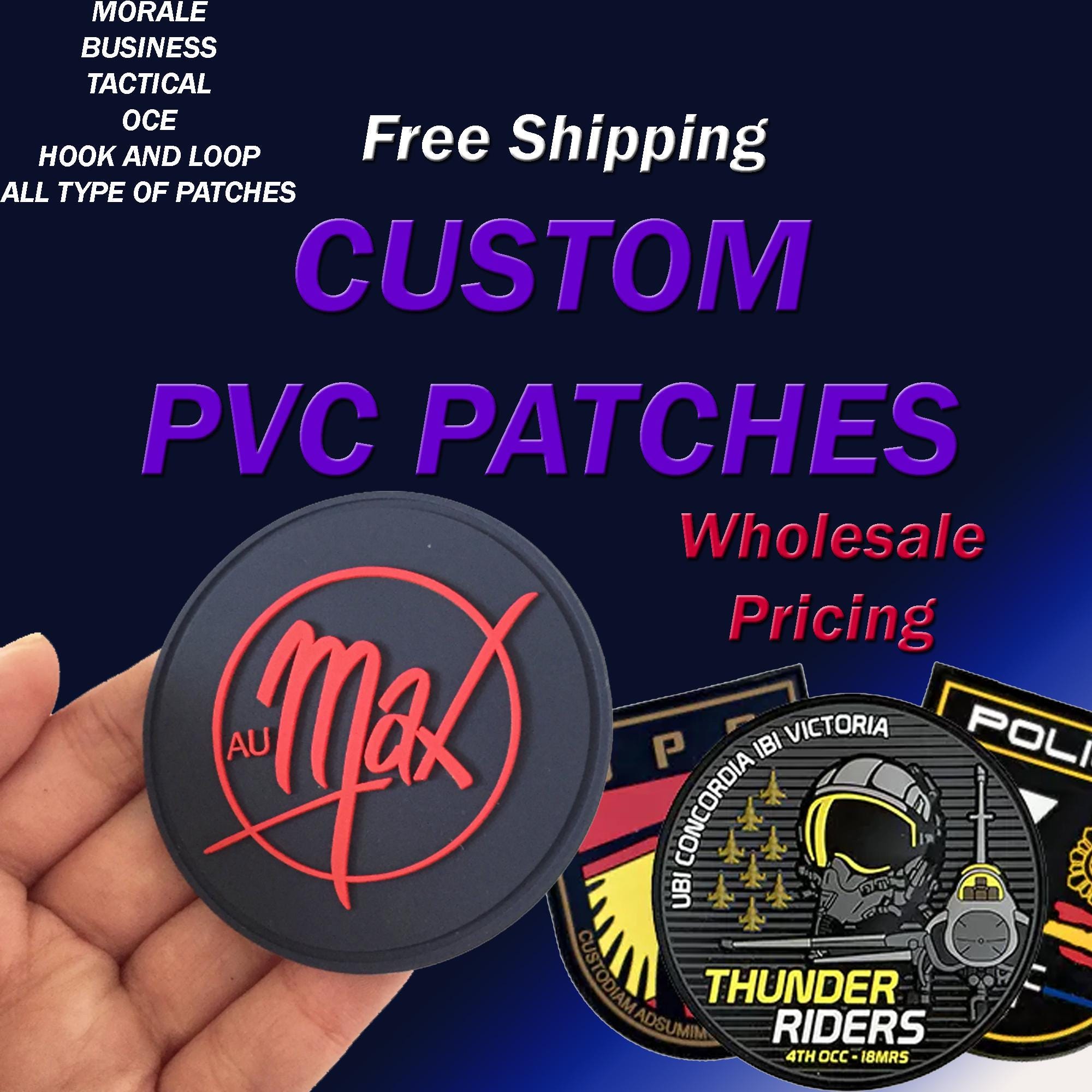 Custom Pvc Patches, 3D Rubber Silicone Patches, Custom Hook And Loop Patch, Free Shipping, Fast Turnaround Time, Wholesale Pricing, Iron On