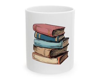 Cozy Book Lover's Ceramic Mug - Perfect for Readers, Gifts for Bookworms, Literary Gifts, Reading Nook Decor, Coffee Tea Lover's Gift