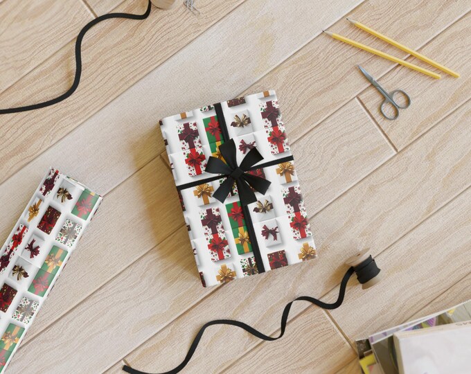 Festive Christmas Gift Wrapping Paper Roll, Holiday Gift Wrap, Winter Decor, Party Supplies, Unique Wrapping Ideas