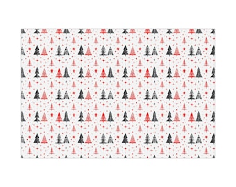 Christmas Tree Gift Wrap Papers, Holiday Present Wrap, Festive Wrapping Paper, Eco-friendly Gift Wrap, Red and Black Patterns