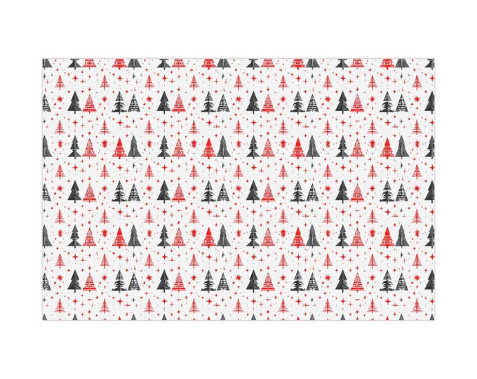 Christmas Tree Gift Wrap Papers, Holiday Present Wrap, Festive Wrapping Paper, Eco-friendly Gift Wrap, Red and Black Patterns