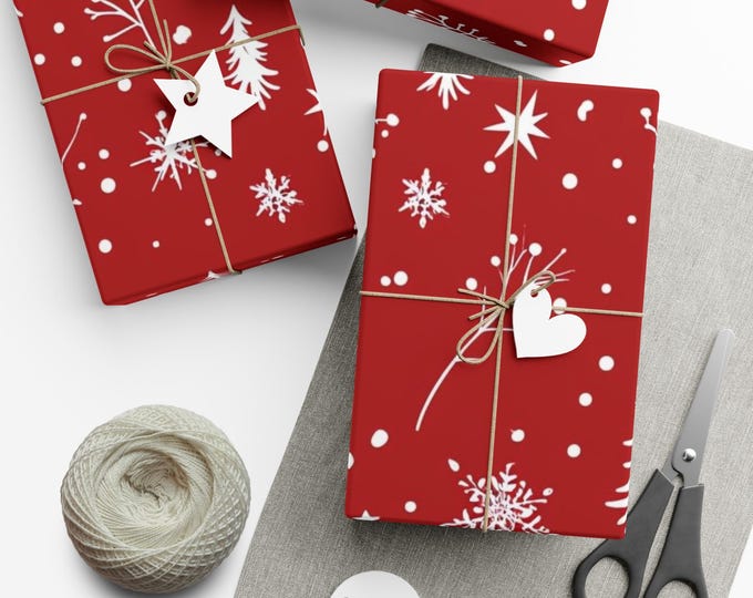 Festive Gift Wrap Papers, Christmas Wrapping Paper, Holiday Packaging, Winter Wonderland Gift Wrap, Eco-Friendly Wrapping Sheets
