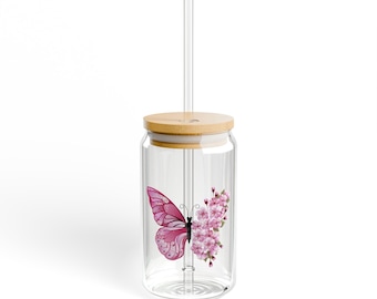 Butterfly Sipper Glass, 16oz