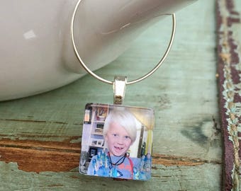 Custom Photo Glass Mug or Wine Charms - 15mm Square - Fits Coffee Mugs, Tea Cups or Wine Glasses - Personalized Gift for Her, Women, Mom