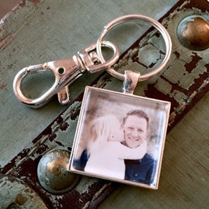 Custom Photo Keychain Glass Photo Keychain with Purse Key Clip Set in Silver Tray image 10