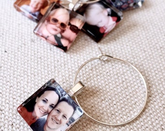 Custom Photo Wine Charm Party Favors - 15mm Squares - Custom or Personalized Image - Use as Many Images as You'd Like