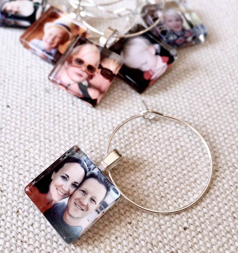 Custom Photo Wine Charm Party Favors 15mm Squares Custom or Personalized Image Use as Many Images as You'd Like image 1