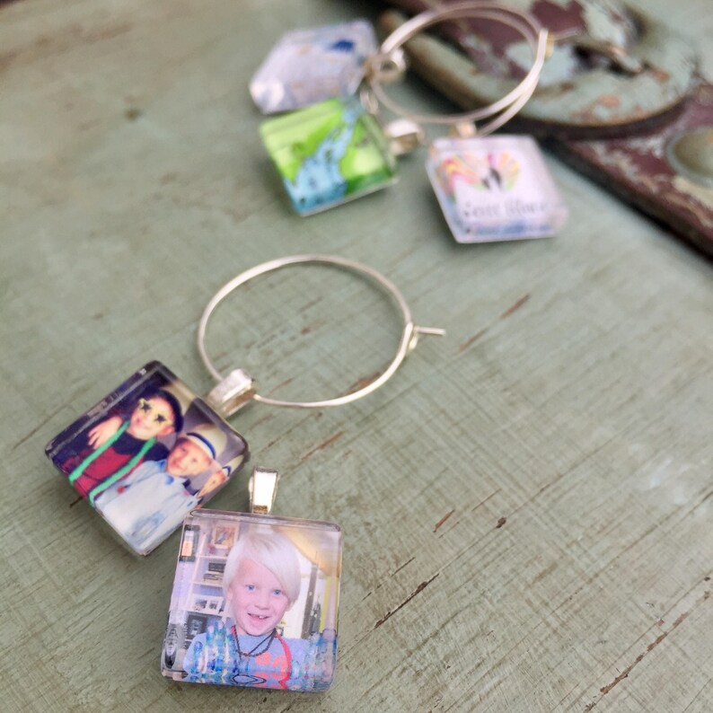 Custom Photo Wine Charm Party Favors 15mm Squares Custom or Personalized Image Use as Many Images as You'd Like image 7