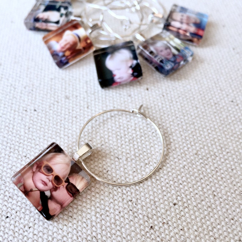 Custom Photo Wine Charm Party Favors 15mm Squares Custom or Personalized Image Use as Many Images as You'd Like image 6